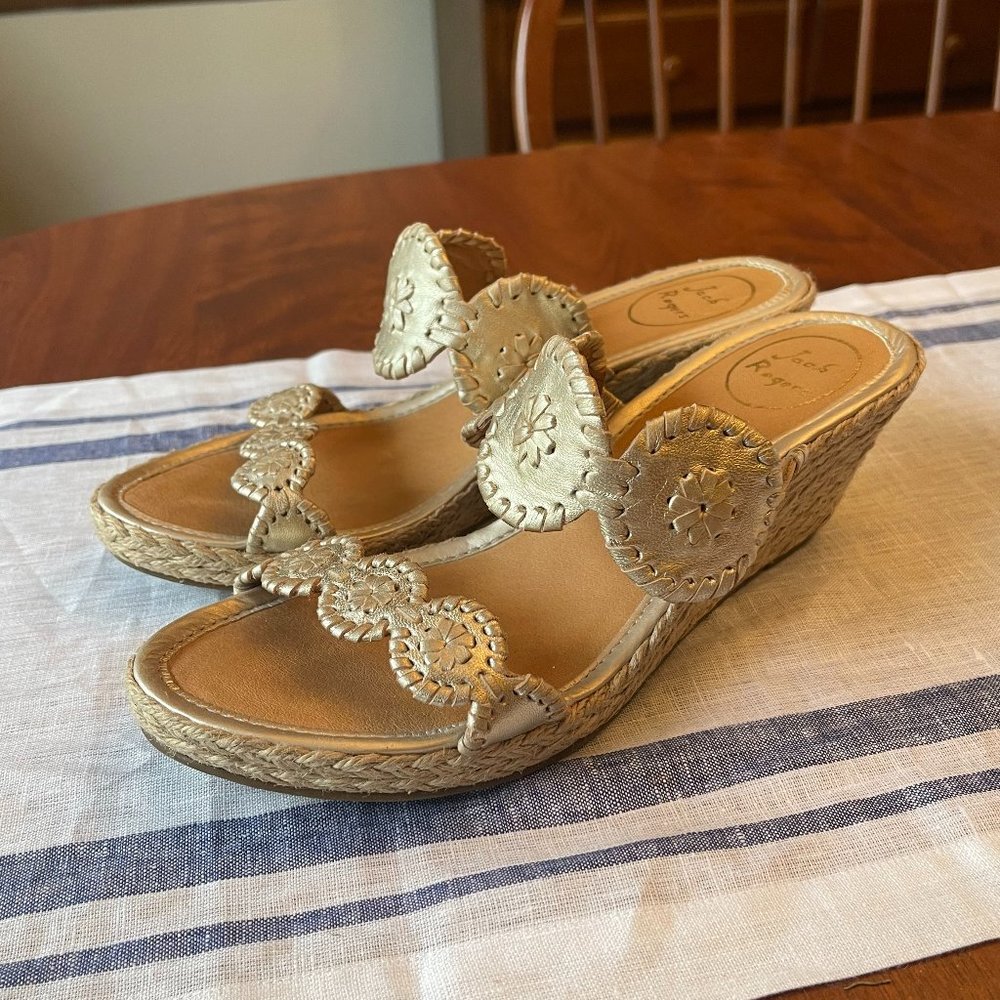 Jack Rogers Shelby Espadrille Wedge Sandals (gold)- Women’s 9.5 M